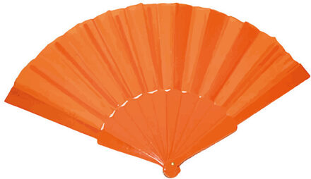 Funny Fashion Handwaaier/spaanse waaier - oranje - polyester - Verkoeling in de zomer - 41 x 22 cm