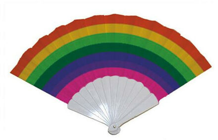 Funny Fashion Handwaaier/Spaanse waaier regenboog Multi