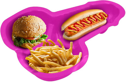 Funny Fashion Hapjes/chips serveerschaal in penis vorm - fuchsia roze - 23 x 16 cm
