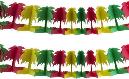 Funny Fashion Hawaii palmbomen thema feestslinger - 2x - gekleurd - 400 cm - papier - Feestslingers Multikleur