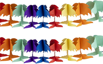 Funny Fashion Hawaii palmbomen thema feestslinger - 2x - gekleurd - 400 cm - papier