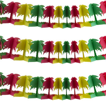 Funny Fashion Hawaii palmbomen thema feestslinger - 3x - gekleurd - 400 cm - papier