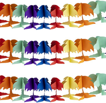 Funny Fashion Hawaii palmbomen thema feestslinger - 3x - gekleurd - 400 cm - papier