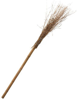 Funny Fashion Heksen bezem - 96 cm - heks verkleedaccessoires - Halloween - Heksenbezems - kunststof Bruin