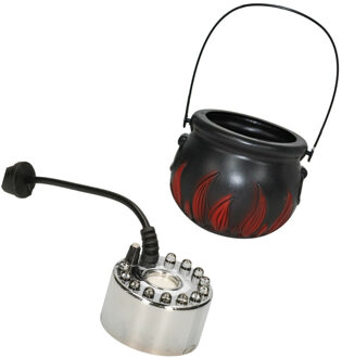 Funny Fashion Heksenketel/kookpot zwart kunststof met mistmaker rookmachine 10 x 15 cm
