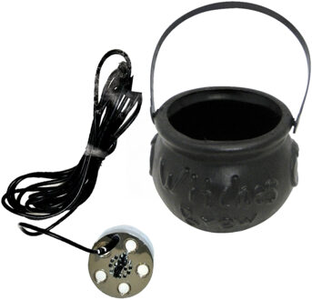 Funny Fashion Heksenketel/kookpot zwart kunststof met mistmaker rookmachine 10 x 15 cm