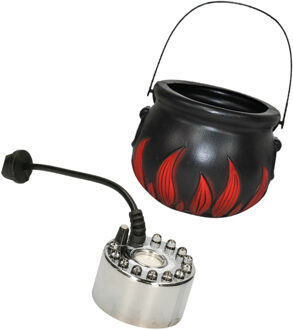 Funny Fashion Heksenketel/kookpot zwart kunststof met mistmaker rookmachine 18 x 14 cm