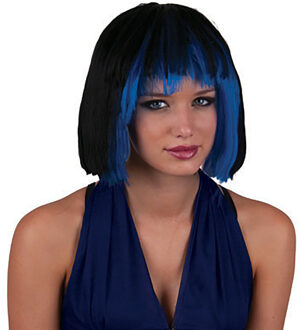 Funny Fashion Heksenpruik kort haar - zwart/blauw - dames - Halloween