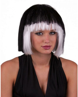 Funny Fashion Heksenpruik kort haar - zwart/wit - dames - Halloween