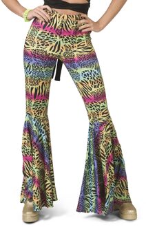 Funny Fashion Hippie Kostuum | Hippie Broek Kleurrijke Dieren Print Vrouw | Maat 36-38 | Carnaval kostuum | Verkleedkleding
