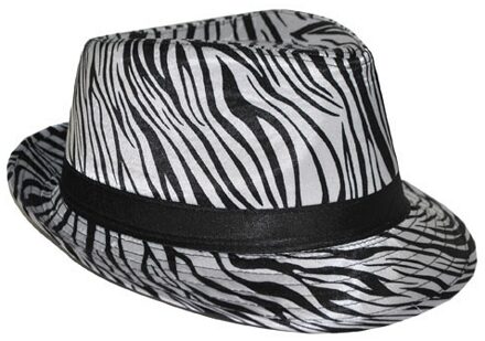 Funny Fashion Hoedje met zebra print - Verkleedhoofddeksels Multikleur