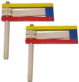 Funny Fashion Houten ratelaar in 3 kleuren - 2x - geluid makers - Ratel