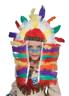 Funny Fashion Indiaan hoofdtooi - met veren - verkleden - voor kinderen - Wilde westen - verkleedartikel
