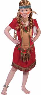 Funny Fashion Indiaan Kostuum | Red Hawk | Meisje | Maat 116 | Carnaval kostuum | Verkleedkleding