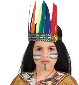 Funny Fashion Indiaan verkleed hoofdtooi/hoofdband met veren - voor kinderen Multi
