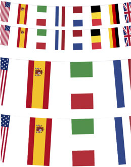 Funny Fashion Internationale landen vlaggenlijn - 3x - 15 meter - vlaggetjes - papier - versiering