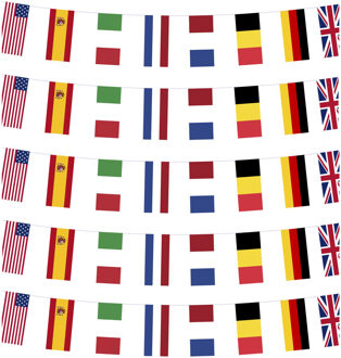 Funny Fashion Internationale landen vlaggenlijn - 5x - 15 meter - vlaggetjes - papier - versiering