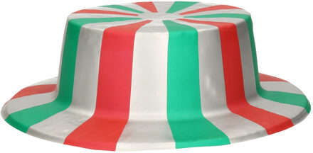 Funny Fashion Italiaanse hoed met vlag groen, zilver en rood van plastic Multi