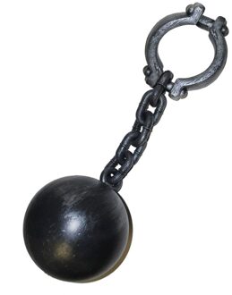 Funny Fashion Jumbo enkel ketting met kogel - 55 cm - kunststof - boeven - gevangenen Multi