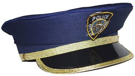 Funny Fashion Kinder politiepet - blauw met goud - Agenten - Carnaval verkleed hoeden