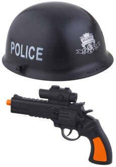Funny Fashion Kinderen speelgoed verkleed wapen en helm set voor politie agenten 2-delig Multi