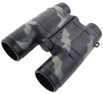 Funny Fashion Kunststof kinder speelgoed verrekijker - Leger groen camouflage - 12 cm - soldaten/militairen thema