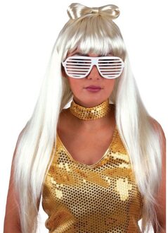 Funny Fashion Lady Gaga pruik - blond haar - met strik - damespruik - Carnaval verkleedpruik