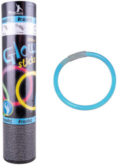 Funny Fashion Lichtgevende glow armbandjes blauw 100 stuks - Verkleedsieraden