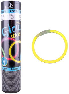 Funny Fashion Lichtgevende glow armbandjes geel 100 stuks - Verkleedsieraden