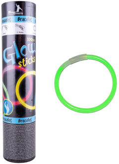 Funny Fashion Lichtgevende glow armbandjes groen 100 stuks - Verkleedsieraden