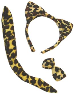 Funny Fashion Luipaard thema - dieren verkleed accessoires set - voor dames en meisjes