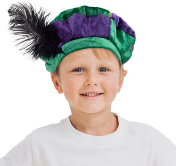 Funny Fashion Luxe pietenmuts/baret groen/paars voor kinderen
