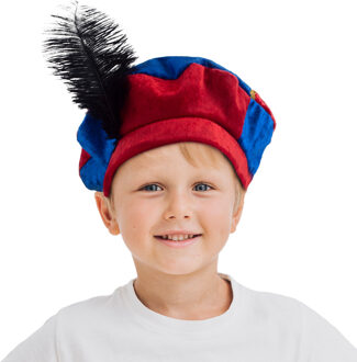 Funny Fashion Luxe pietenmuts/baret rood/blauw voor kinderen - Verkleedhoofddeksels Paars