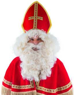 Funny Fashion Luxe Sinterklaas pruik met baard en snor - wit - accessoires