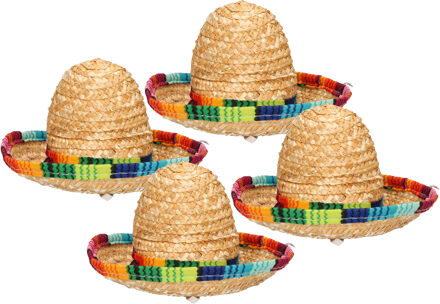Funny Fashion Mexicaanse mini Sombrero hoedje op diadeem - 4x - carnaval/verkleed accessoires - multi kleuren - st