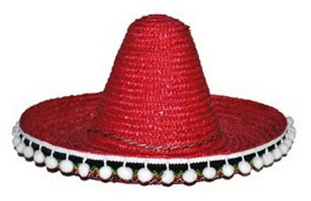 Funny Fashion Mexicaanse sombrero - rood -47 cm - volwassenen