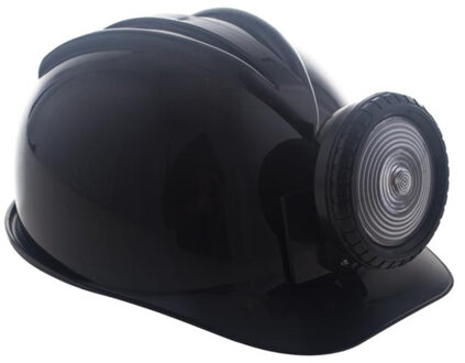 Funny Fashion Mijnwerker helm zwart met licht - Verkleedhoofddeksels