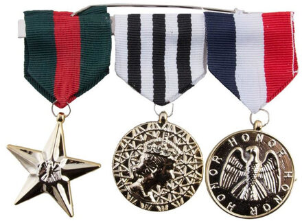 Funny Fashion Militairen/soldaten medailles 3 stuks - soldaten verkleed artikelen - generaal Multi