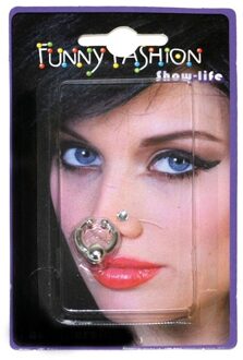 Funny Fashion Nep piercing ringetje en knopje - Verkleedsieraden Zilverkleurig