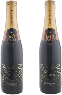 Funny Fashion Opblaasbare champagne fles - 2x - Fun/Fop/Party/Oud jaar/Bruiloft - versiering/decoratie - 75 cm