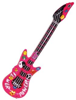 Funny Fashion Opblaasbare muziekinstrumenten gitaar - flower power stijl - 105 cm