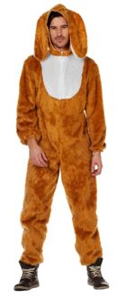 Funny Fashion Paashaas kostuum - pluche - volwassenen - haas/konijn verkleedkleding - hazenpak Bruin