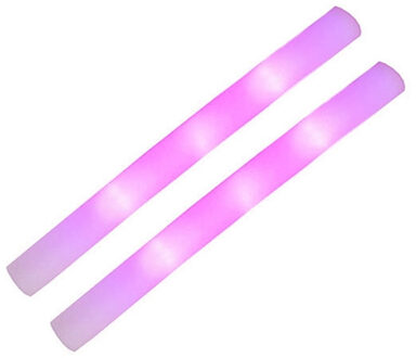 Funny Fashion Party lichtstaaf - 2x - roze LED licht - 48 cm - lichtgevende staaf - feestartikelenen