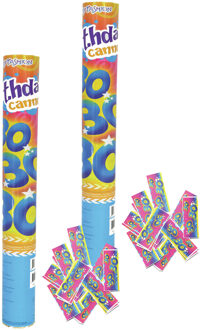 Funny Fashion Party popper/confetti shooter - 2x - verjaardag 30 jaar - papier - multi kleuren - 40 cm