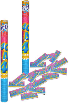 Funny Fashion Party popper/confetti shooter - 2x - verjaardag 40 jaar - papier - multi kleuren - 59 cm