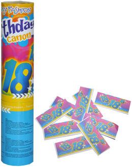 Funny Fashion Party popper/confetti shooter - verjaardag 18 jaar - papier - multi kleuren - 20 cm