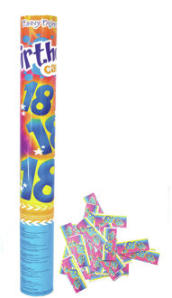 Funny Fashion Party popper/confetti shooter - verjaardag 18 jaar - papier - multi kleuren - 40 cm