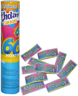 Funny Fashion Party popper/confetti shooter - verjaardag 60 jaar - papier - multi kleuren - 20 cm