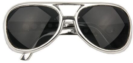 Funny Fashion Party/verkleed bril - metallic zilver - Verkleedbrillen Zilverkleurig