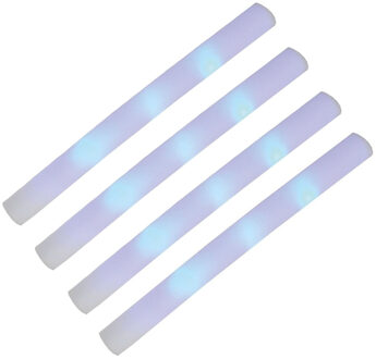 Funny Fashion Partystaaf / foam stick met wit LED licht - Set van 12x stuks - 48 cm - lichtstaven / partysticks